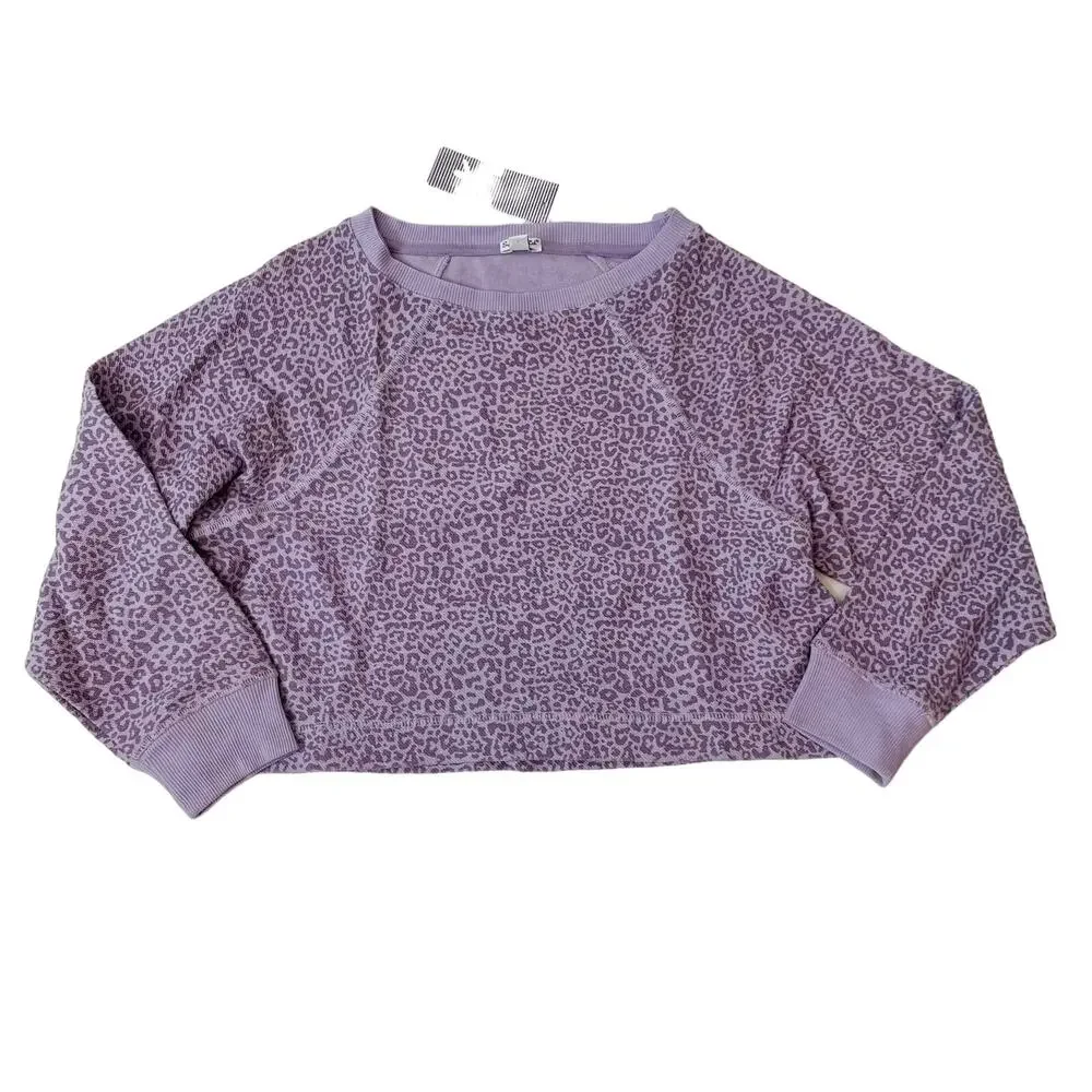 NWT Splendid Size 12 Cropped Twinkle Leopard Top in Purple